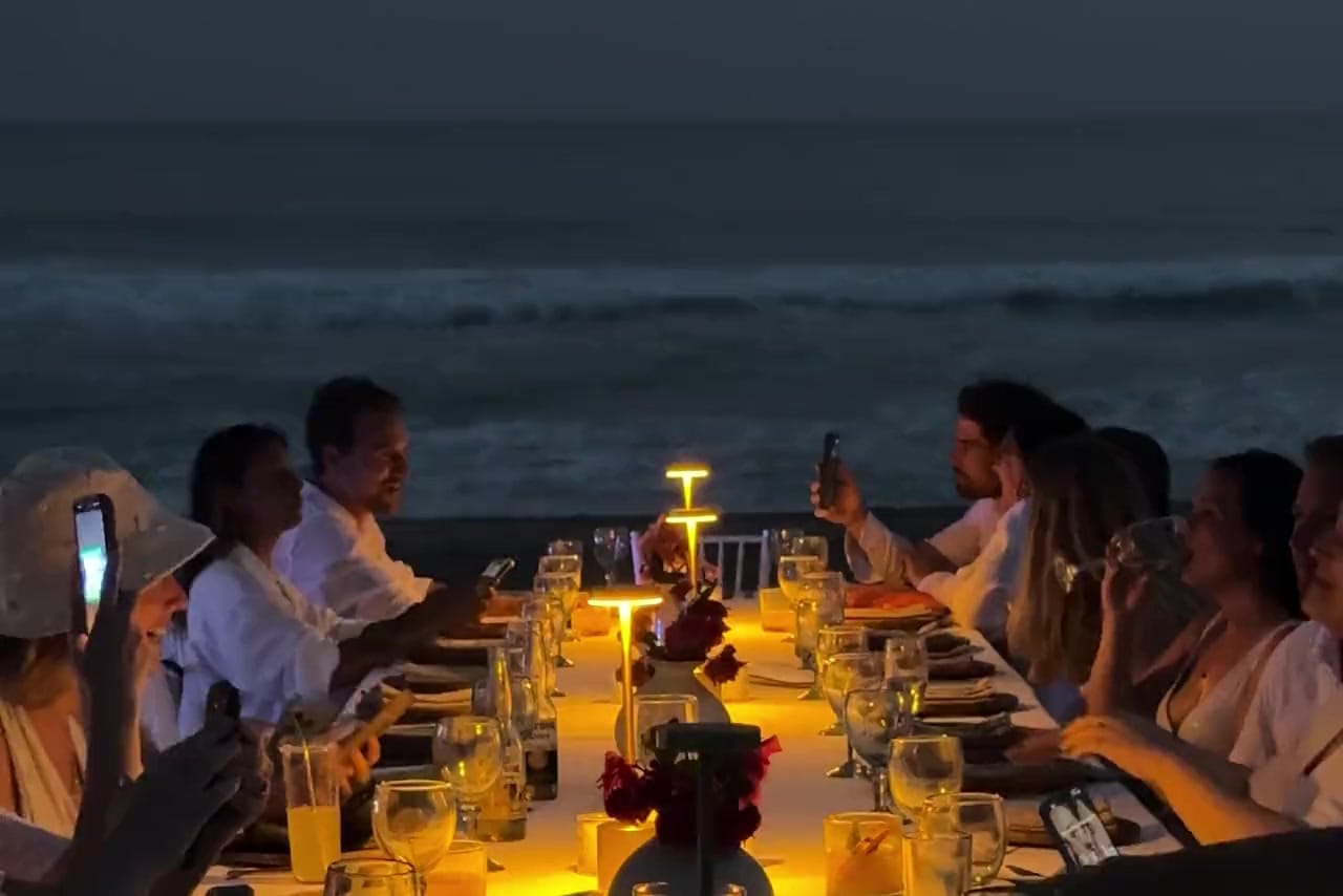 Dinner on the beach at the 2026 company retreat in Puerto Escondido